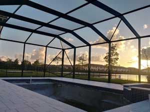 Large screen pool enclosure in Parkland